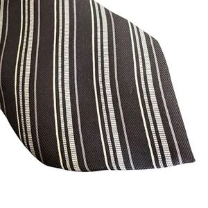 Mark‎ Jason Men's Slim Black White Striped Tie Stain Resistant Handmade